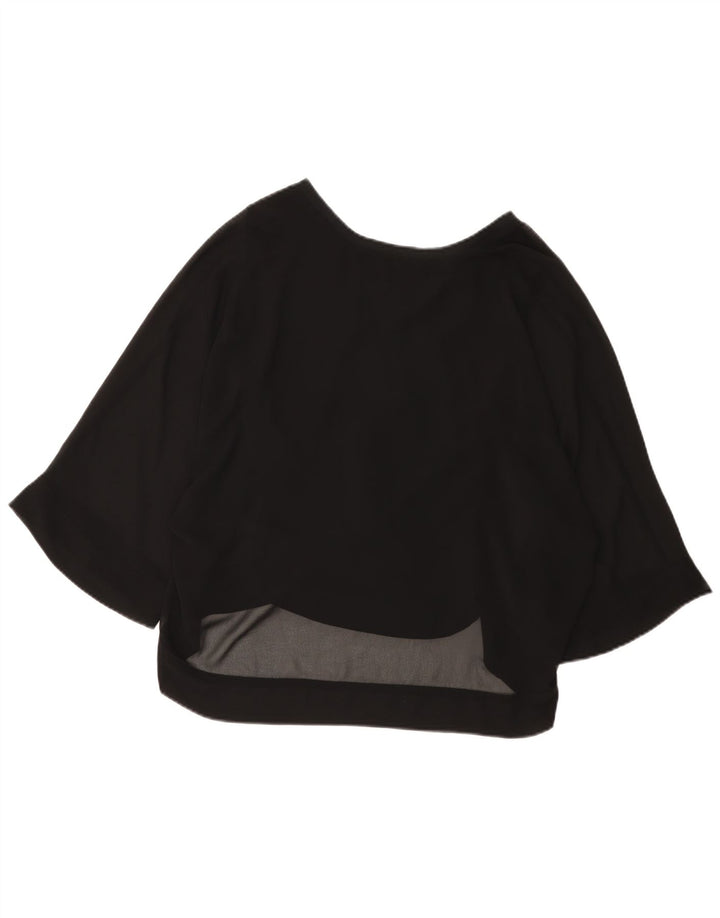 Zara Womens 3/4 Sleeve Blouse Top UK 12 Medium Black