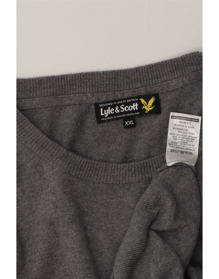 LYLE & SCOTT Mens Boat Neck Jumper Sweater 2XL Grey Cotton