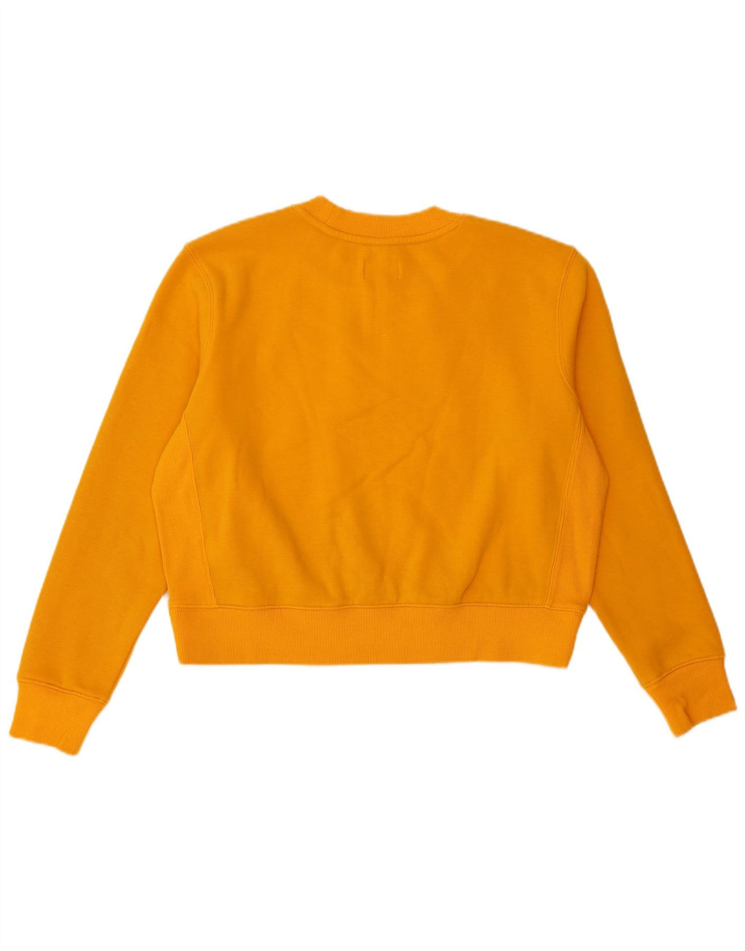 TOMMY HILFIGER Womens Crop Sweatshirt Jumper UK 14 Medium Yellow Cotton