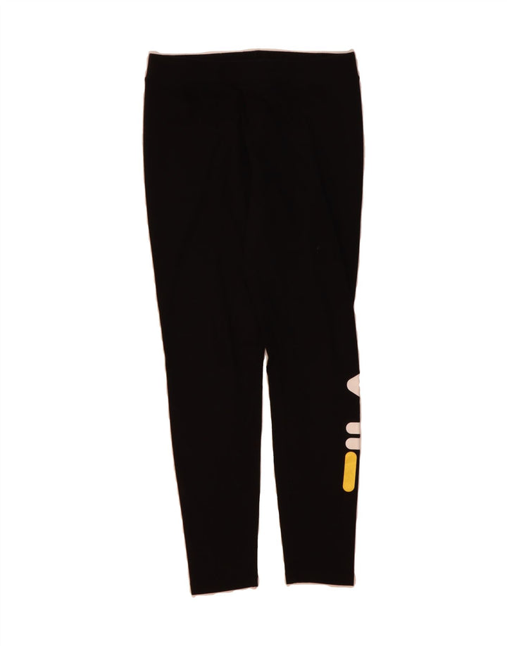 FILA Womens Graphic Leggings UK 12 Medium  Black Cotton Vintage Fila and Second-Hand Fila from Messina Hembry 