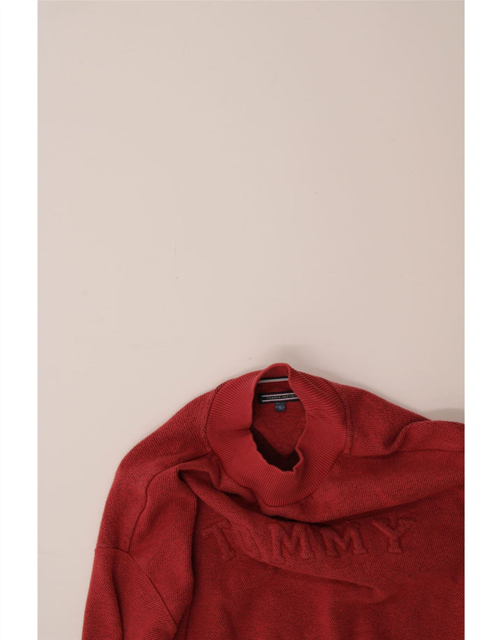 TOMMY HILFIGER Womens Oversized Graphic Sweatshirt Jumper UK 10 Small Red Vintage Tommy Hilfiger and Second-Hand Tommy Hilfiger from Messina Hembry 