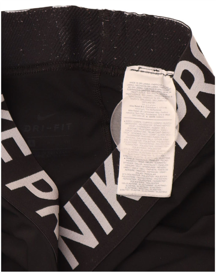 NIKE Womens Dri Fit Graphic Leggings UK 8 Small  Black Polyester