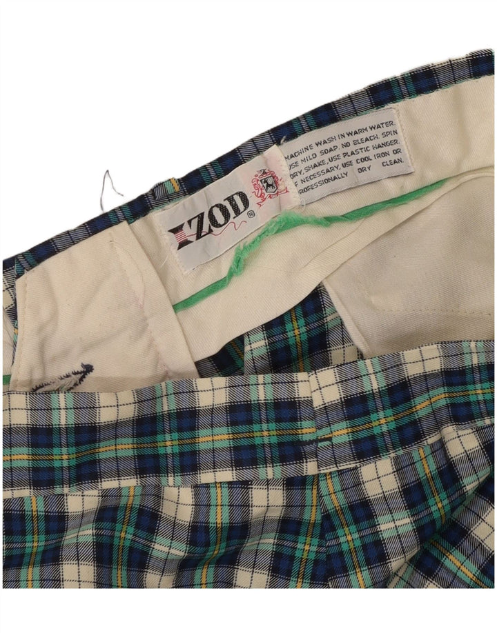 Izod Mens Straight Casual Trousers W30 L32  Green Check