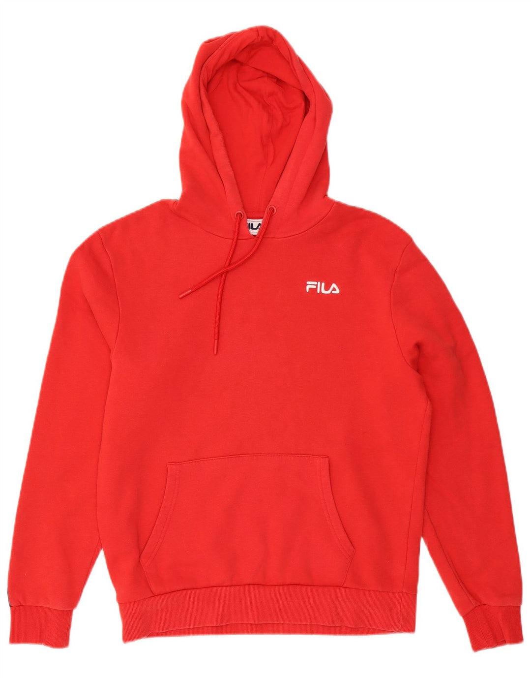 FILA Mens Graphic Hoodie Jumper Small Red Colourblock Cotton