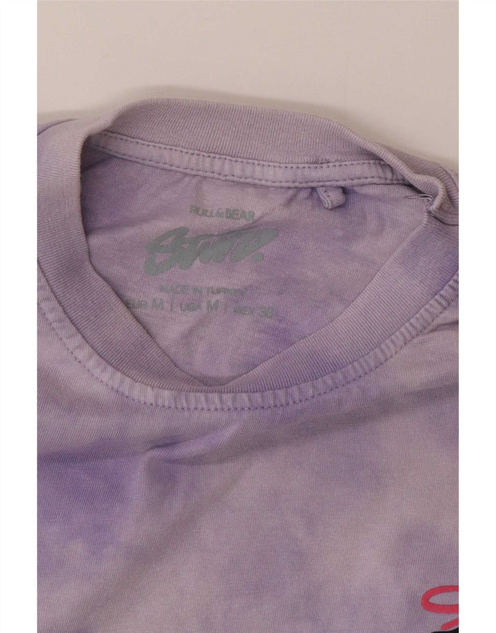 Pull & Bear Mens Graphic T-Shirt Top Medium Purple Tie Dye