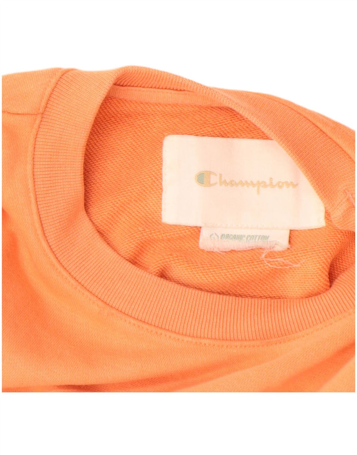 Champion Womens Sweatshirt Jumper UK 14 Medium Orange Cotton