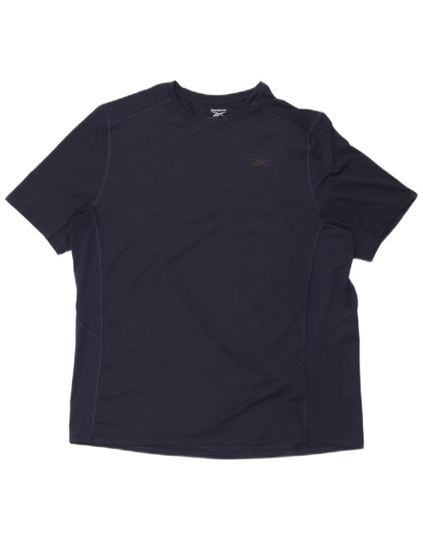 Reebok Mens T-Shirt Top Large Navy Blue Polyester