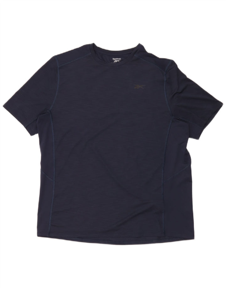 Reebok Mens T-Shirt Top Large Navy Blue Polyester