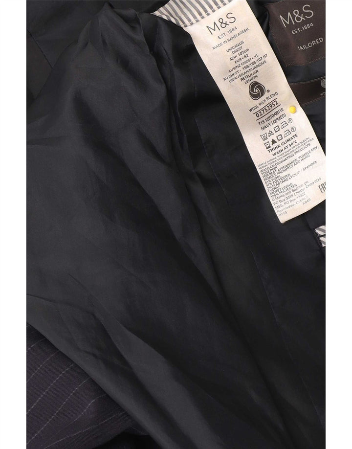 Marks & Spencer Mens Blazer Jacket IT 42 Medium Navy Blue Pinstripe