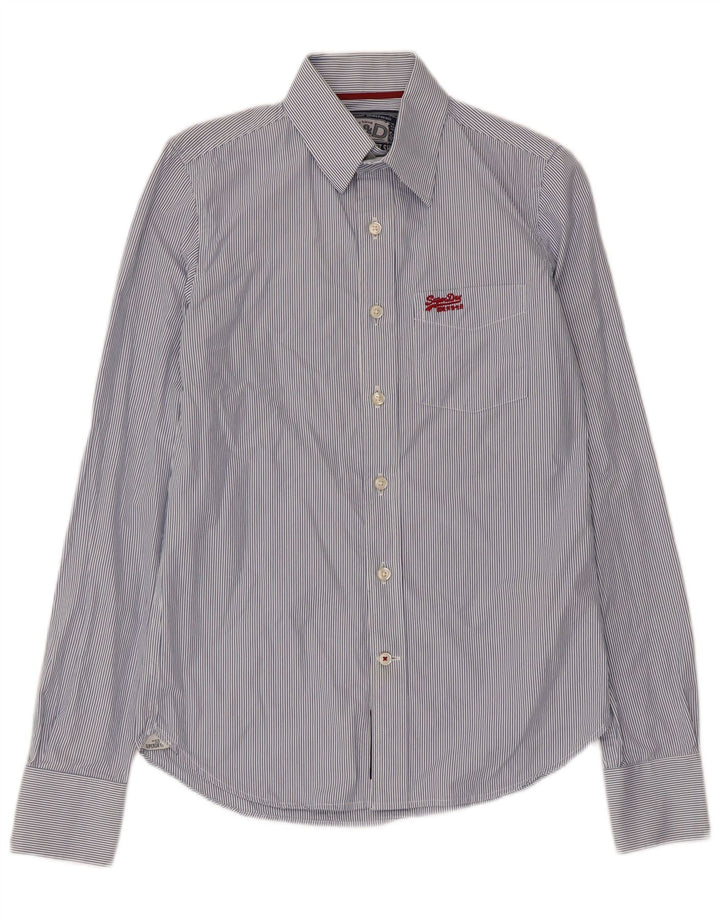 Superdry Mens Shirt Small Blue Pinstripe Cotton