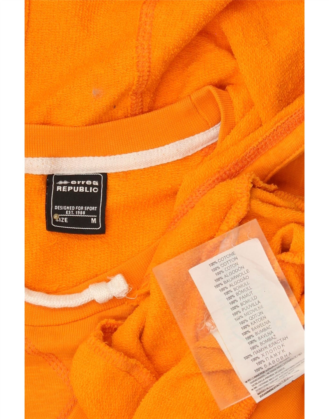 ERREA Mens Graphic Hoodie Jumper Medium Orange Cotton