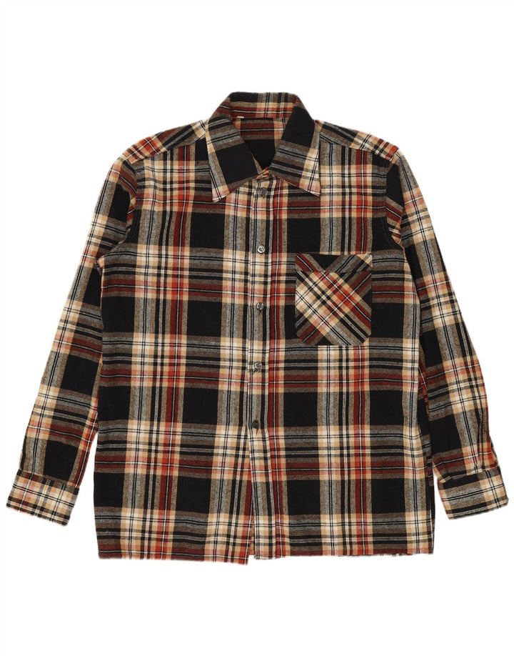 Vintage Mens Flannel Shirt Size 39 Medium Multicoloured Check Polyacrylic