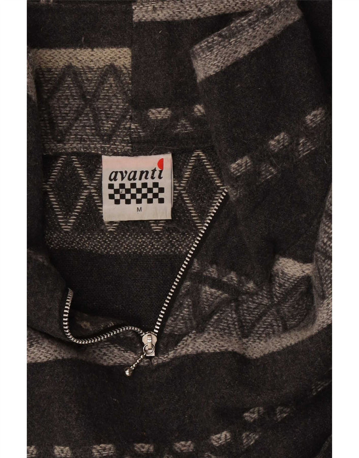 Avanti Mens Zip Neck Oversized Sweatshirt Jumper Medium Grey Geometric