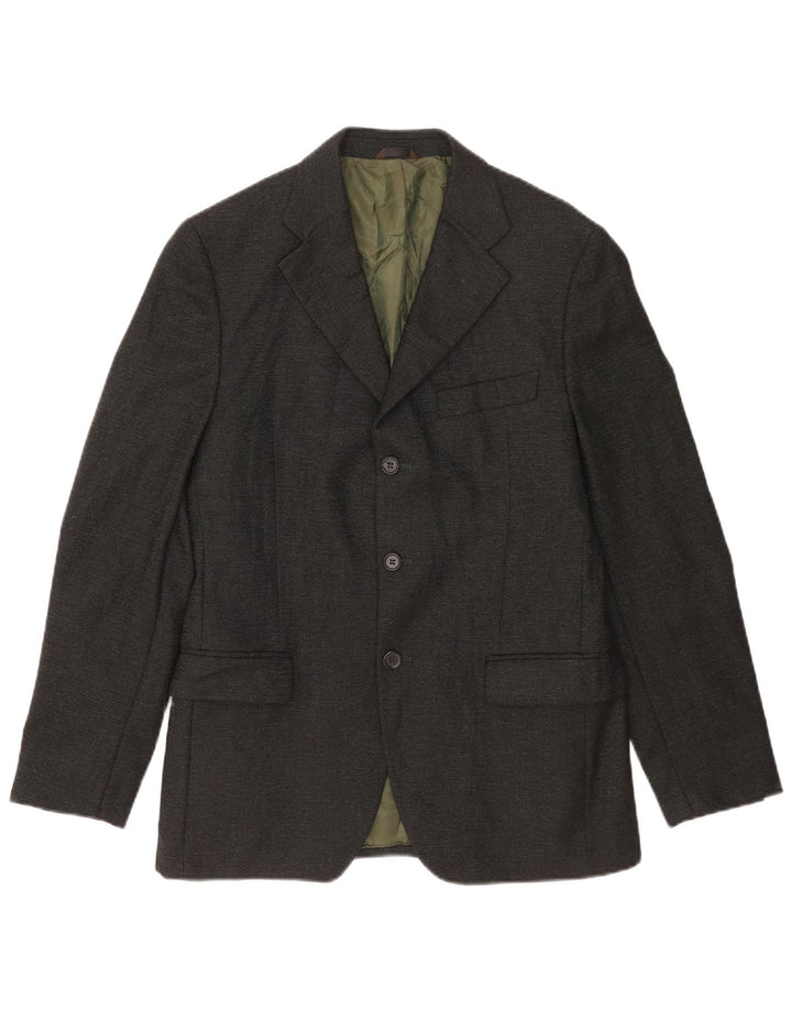 Basile Mens 3 Button Blazer Jacket IT 48 Medium Black Merino Wool