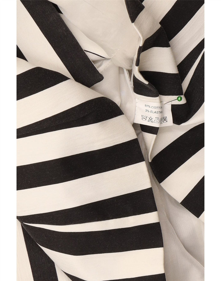 Vintage Womens 5 Button Blazer Jacket UK 12 Medium Black Striped Cotton
