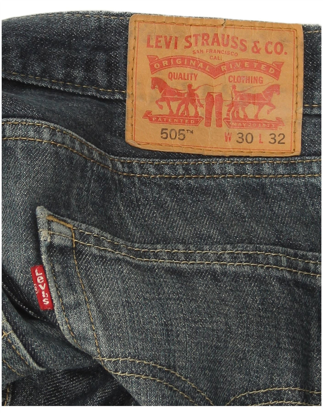 Levi's Mens 505 Straight Jeans W30 L32 Blue Cotton