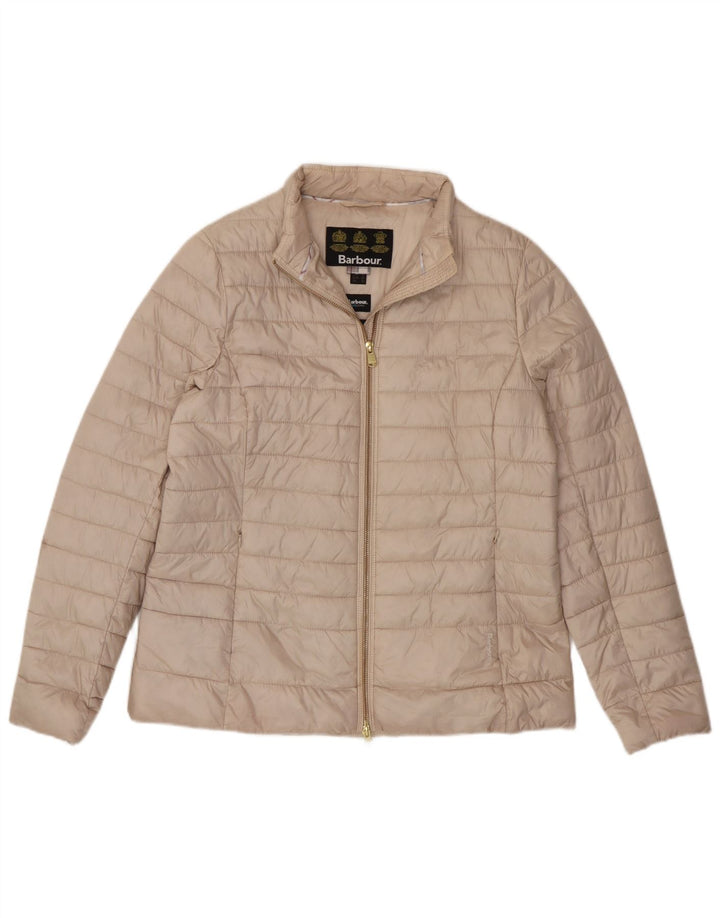 Barbour Womens Padded Jacket UK 16 Large Beige Polyester
