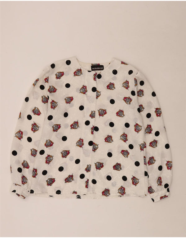 NOTATIONS Womens Abstract Pattern Shirt Blouse UK 16 Large White Polyester