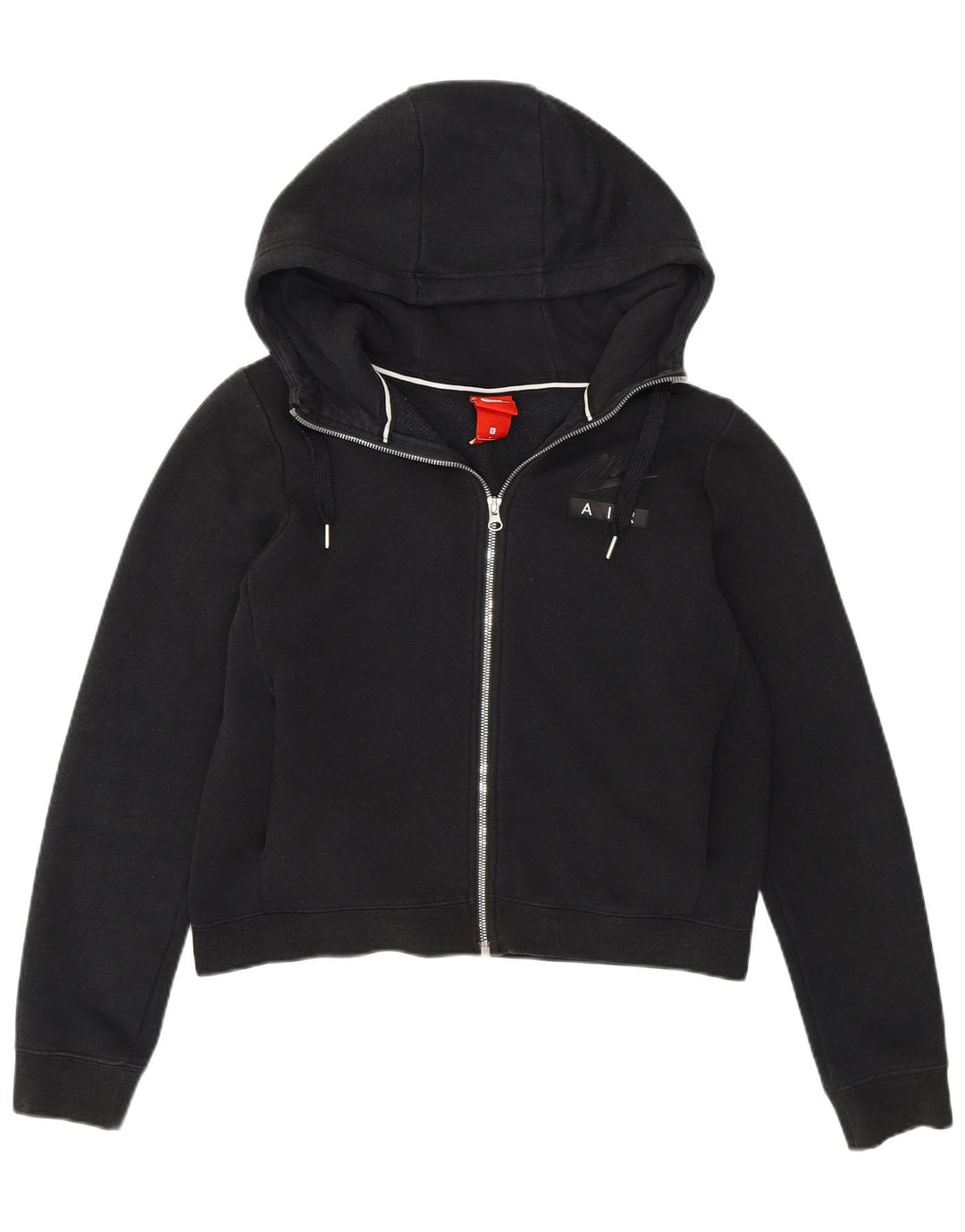 Nike Womens Oversized Crop Zip Hoodie Sweater UK 10 Small Black Cotton