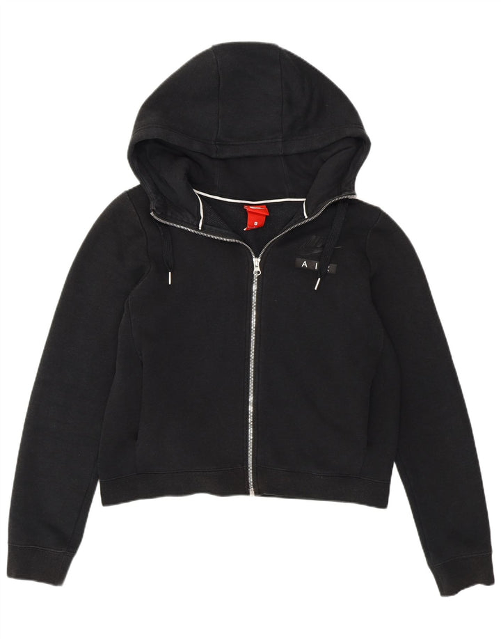 Nike Womens Oversized Crop Zip Hoodie Sweater UK 10 Small Black Cotton