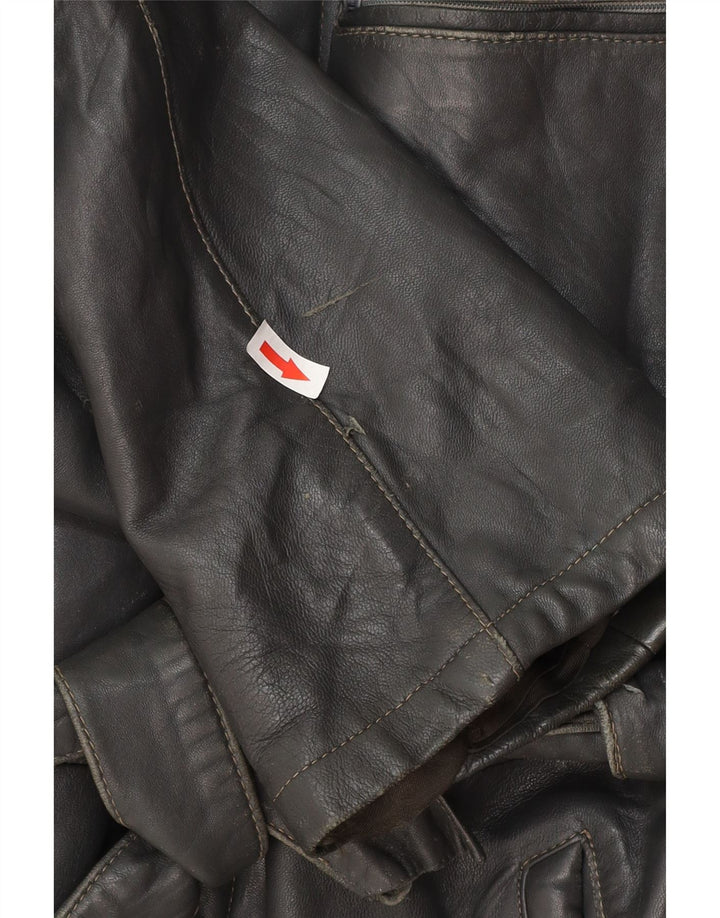 Vintage Mens Leather Jacket IT 50 Large Black Leather