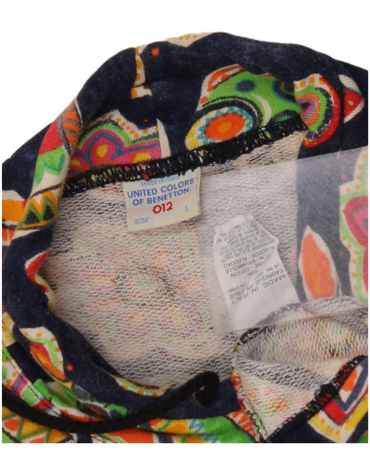 BENETTON Girls Sweatshirt Jumper 11-12 Years Large Navy Blue Floral