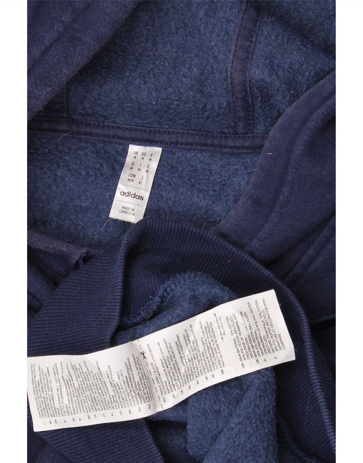 ADIDAS Mens Hoodie Jumper Medium Navy Blue Cotton