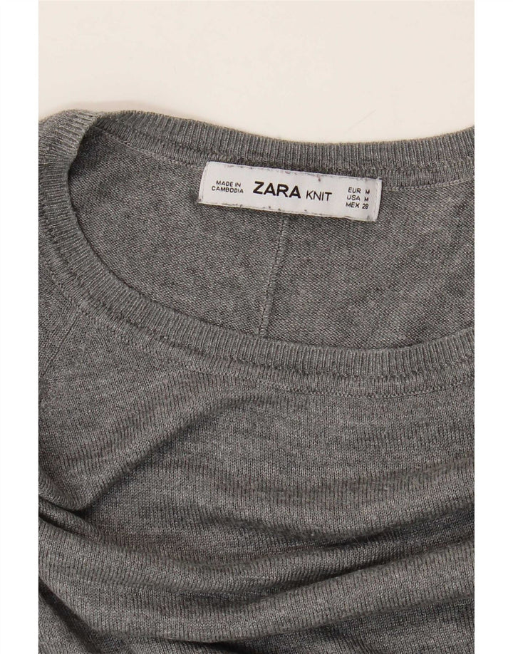 Zara Womens Boat Neck Jumper Sweater UK 14 Medium Grey