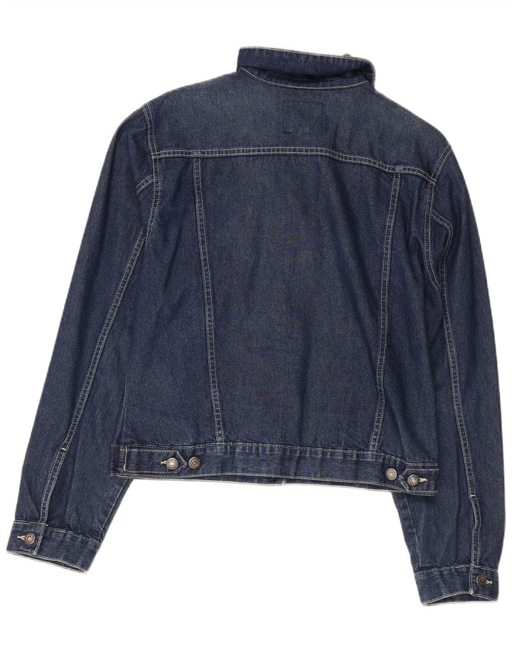 Fishbone Womens Denim Jacket UK 14 Large Navy Blue Cotton