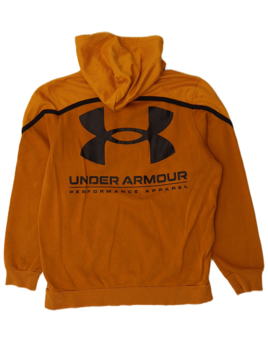 Under Armour Mens Hoodie Jumper Medium Orange Colourblock Cotton