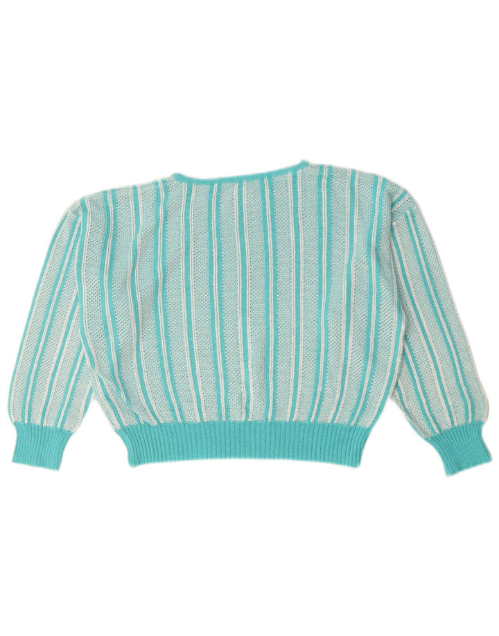 VINTAGE Womens Boat Neck Jumper Sweater UK 12 Medium Turquoise Paisley