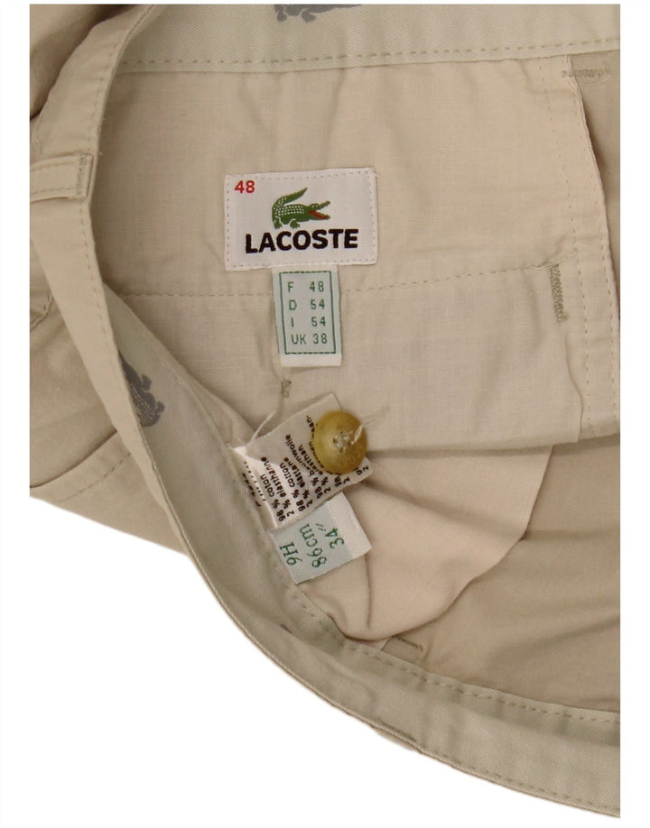 LACOSTE Mens Straight Chino Trousers Size 48 XL W38 L31 Beige Cotton