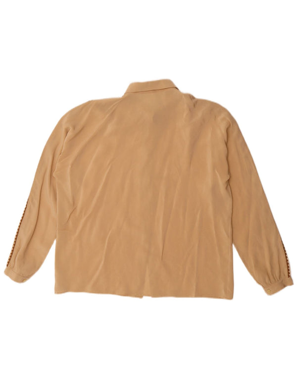 Vintage Womens Shirt Blouse UK 16 Large Beige Geometric