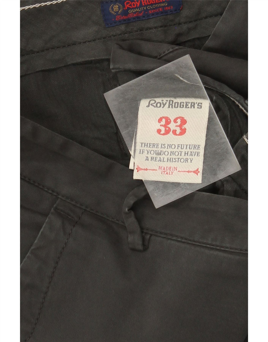 Roy Rogers Mens Slim Chino Trousers W33 L31 Grey Cotton