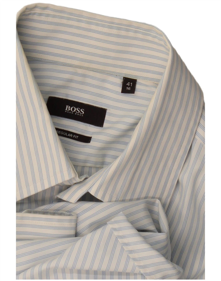 Hugo Boss Mens Regular Fit Shirt Size 41 16 Large Blue Striped