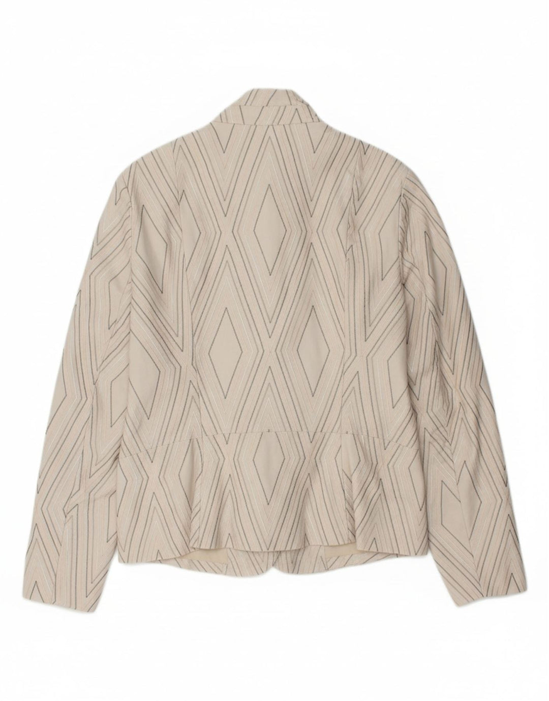 REISS Womens Bomber Jacket UK 14 Medium White Argyle/Diamond Cotton