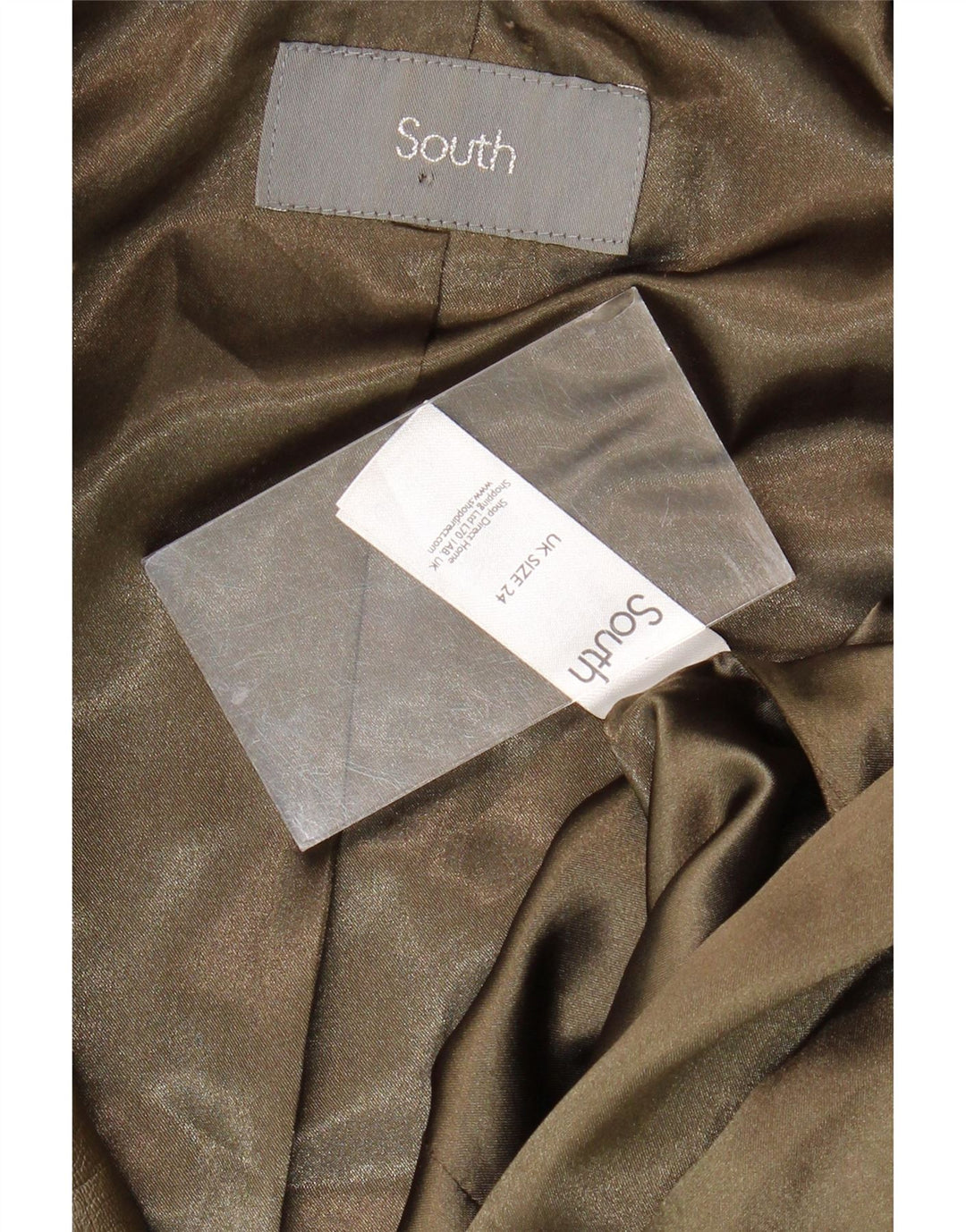 SOUTH Womens Crop Military Leather Jacket UK 24 3XL Khaki Leather