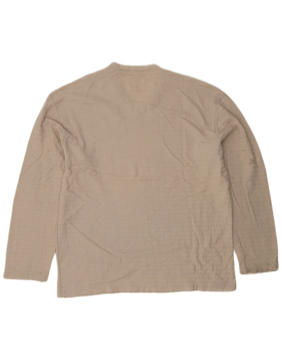 Calvin Klein Jeans Mens V-Neck Jumper Sweater Large Beige Check Cotton