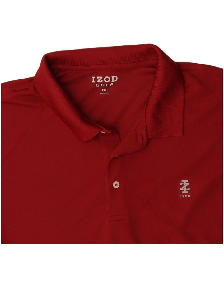 IZOD Mens Golf Long Sleeve Polo Shirt 2XL Red Polyester