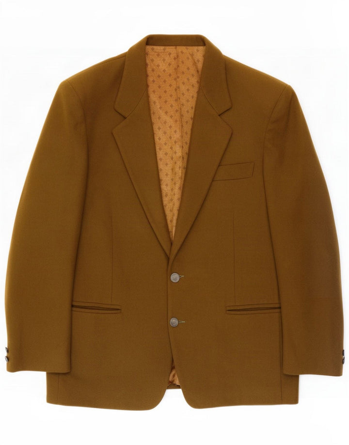 Zip Mens 2 Button Blazer Jacket UK 36 Small Khaki Wool