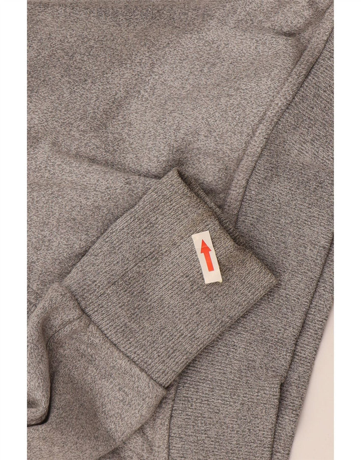 SUPERDRY Womens Hoodie Jumper UK 14 Medium Grey Flecked Cotton