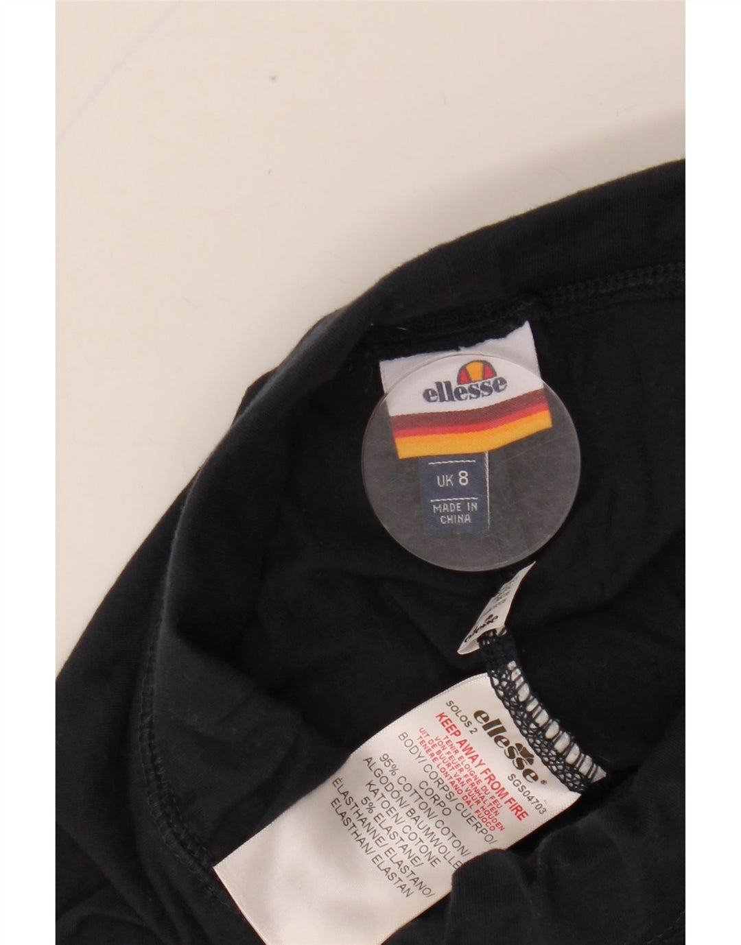 ELLESSE Womens Graphic Leggings UK 8 Small Navy Blue Cotton