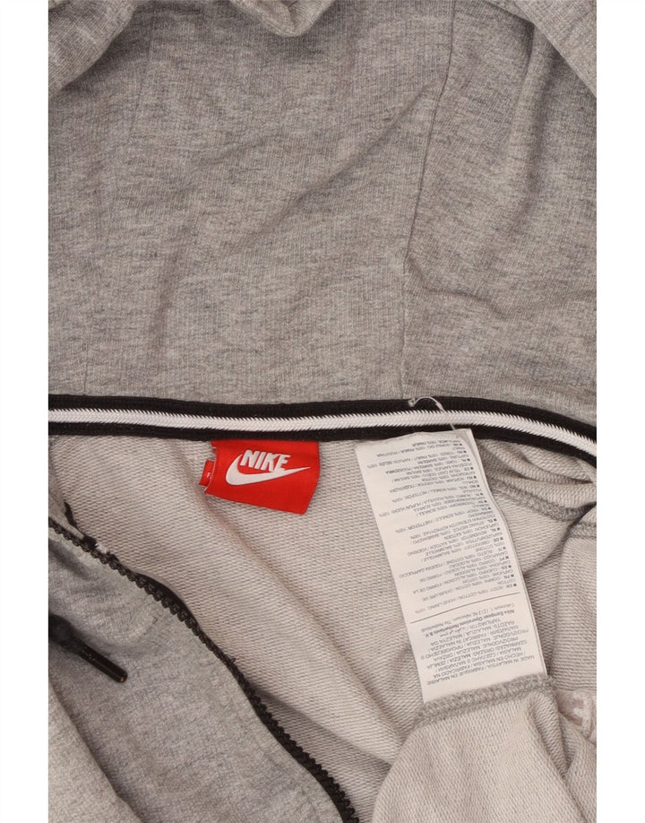 NIKE Womens Zip Hoodie Sweater UK 12 Medium Grey Cotton