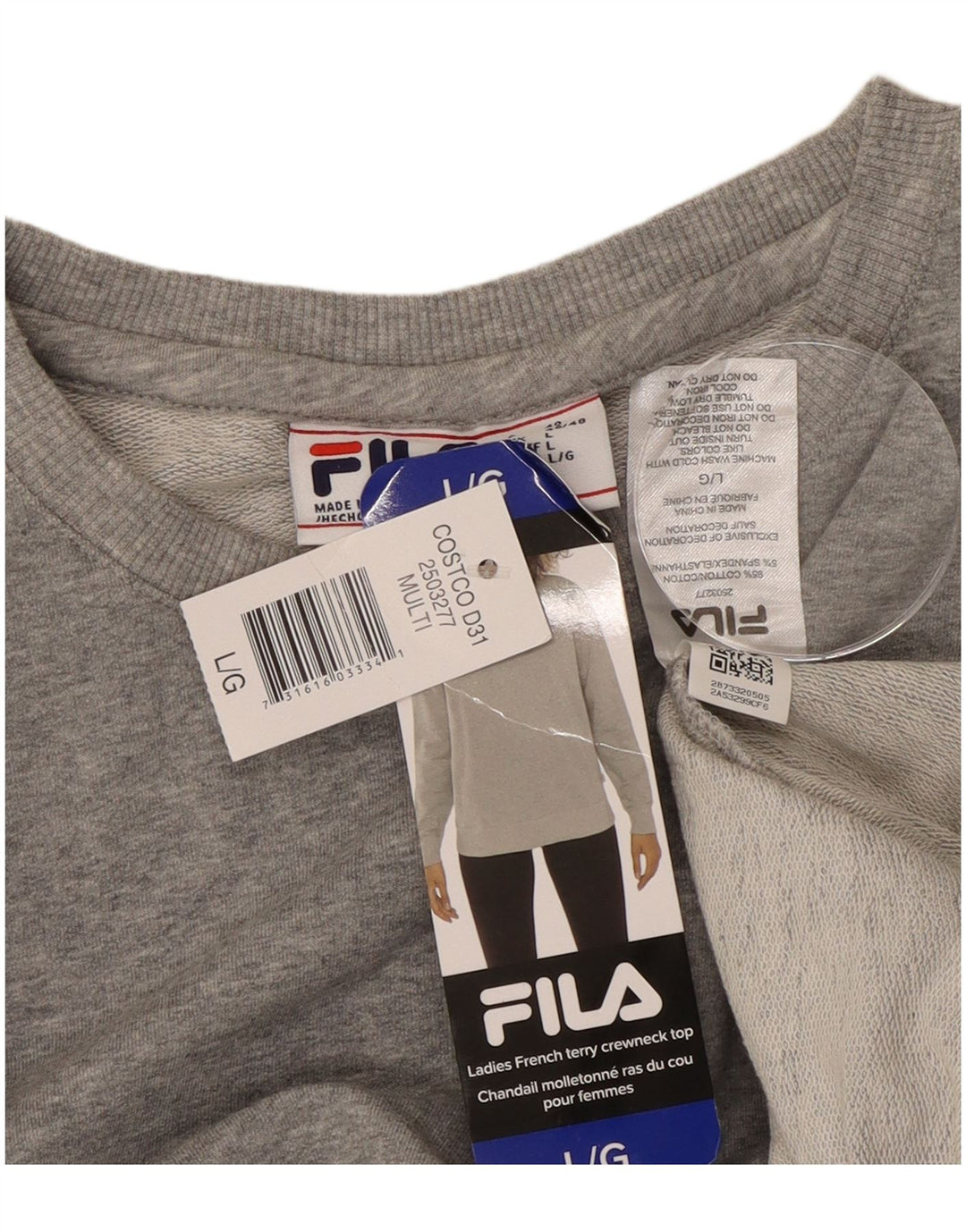 Fila Womens Sweatshirt Jumper UK 16 Large Grey Cotton