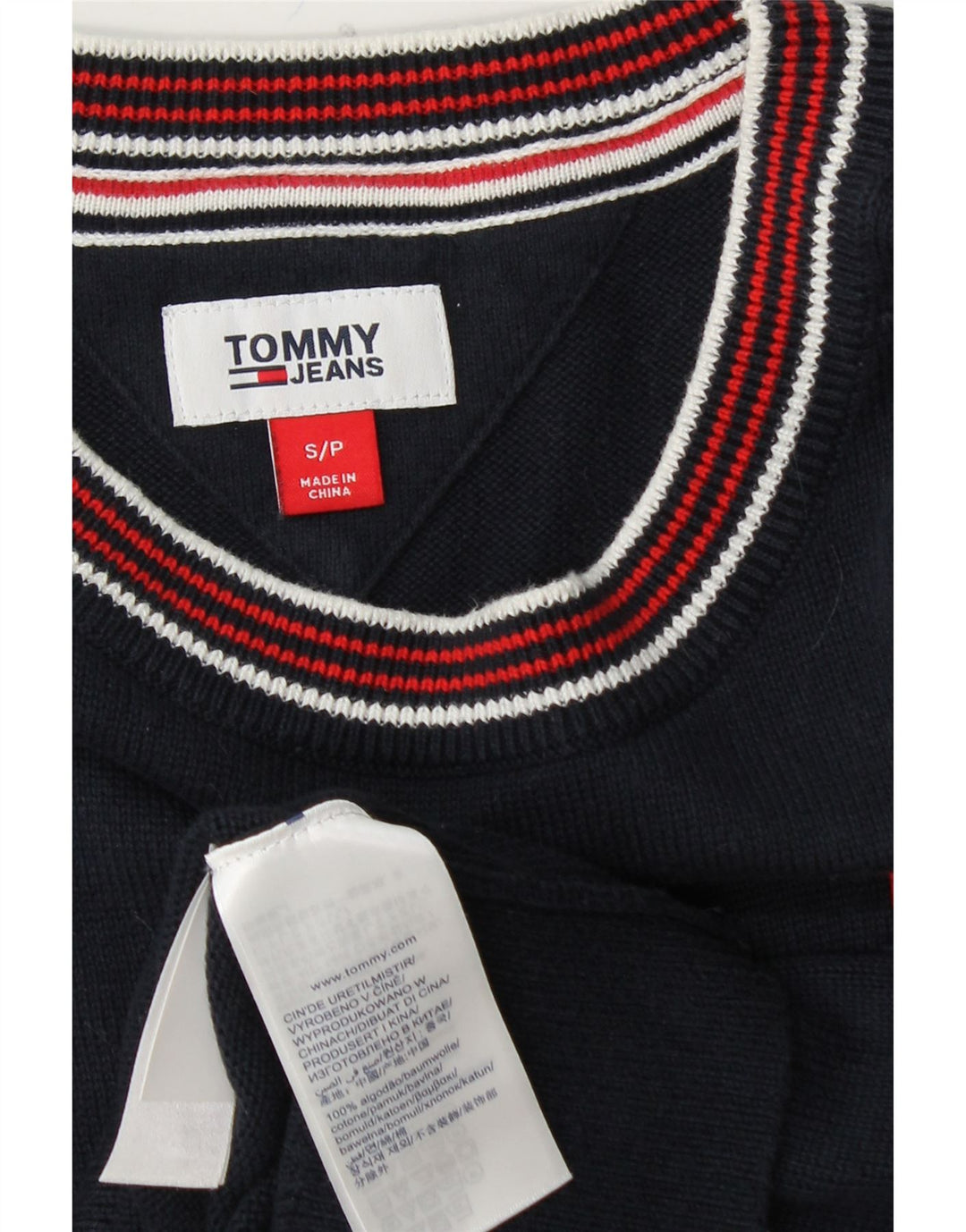 TOMMY HILFIGER Womens Crew Neck Jumper Sweater UK 10 Small Navy Blue