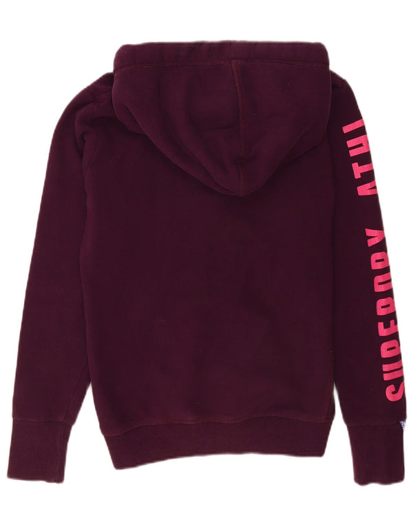 Superdry Womens Graphic Zip Hoodie Sweater UK 10 Small Purple Cotton