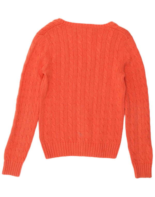 Tommy Hilfiger Womens V-Neck Jumper Sweater UK 14 Medium Pink Cotton