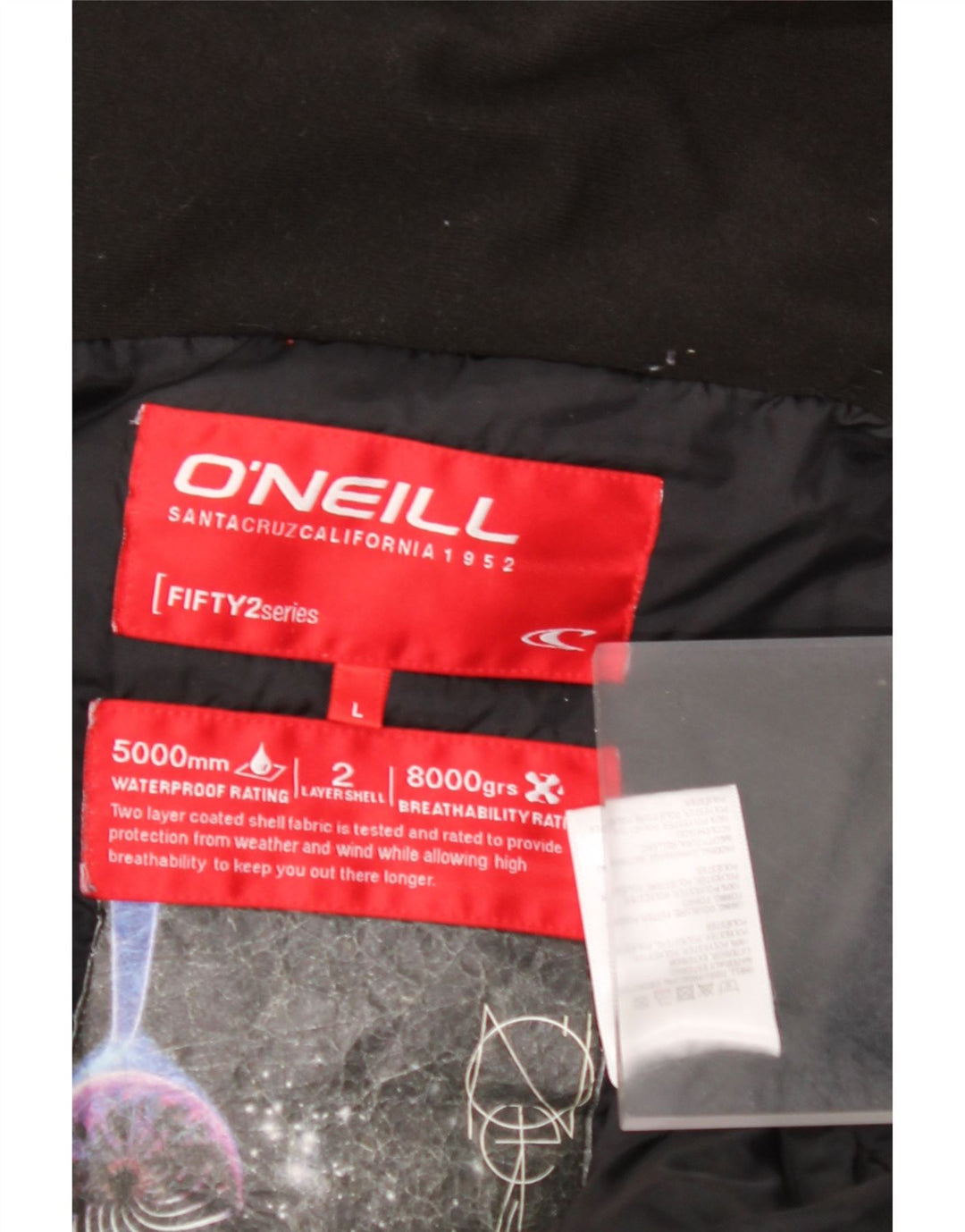 O'NEILL Mens Hooded Windbreaker Jacket UK 40 Large Grey Geometric