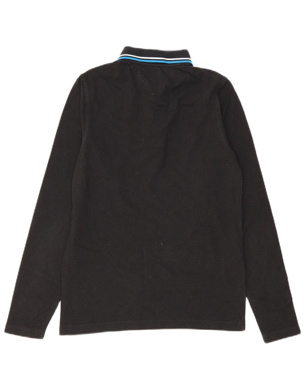 TOMMY HILFIGER Mens Long Sleeve Polo Shirt Medium Black Cotton