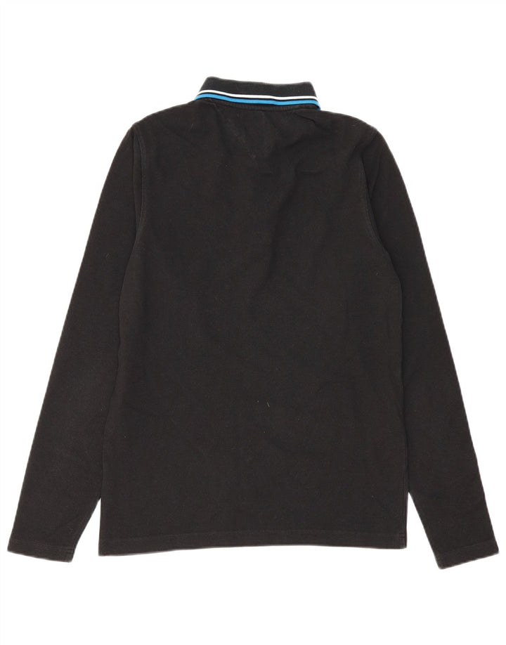 TOMMY HILFIGER Mens Long Sleeve Polo Shirt Medium Black Cotton